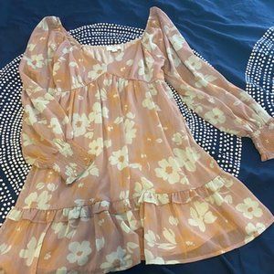 Pinkblush Maternity Pink Floral Long Sleeve Dress - L